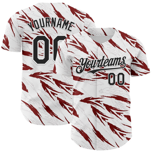 Custom White-Black Flame Feather Authentic Baseball Jersey - Main View
