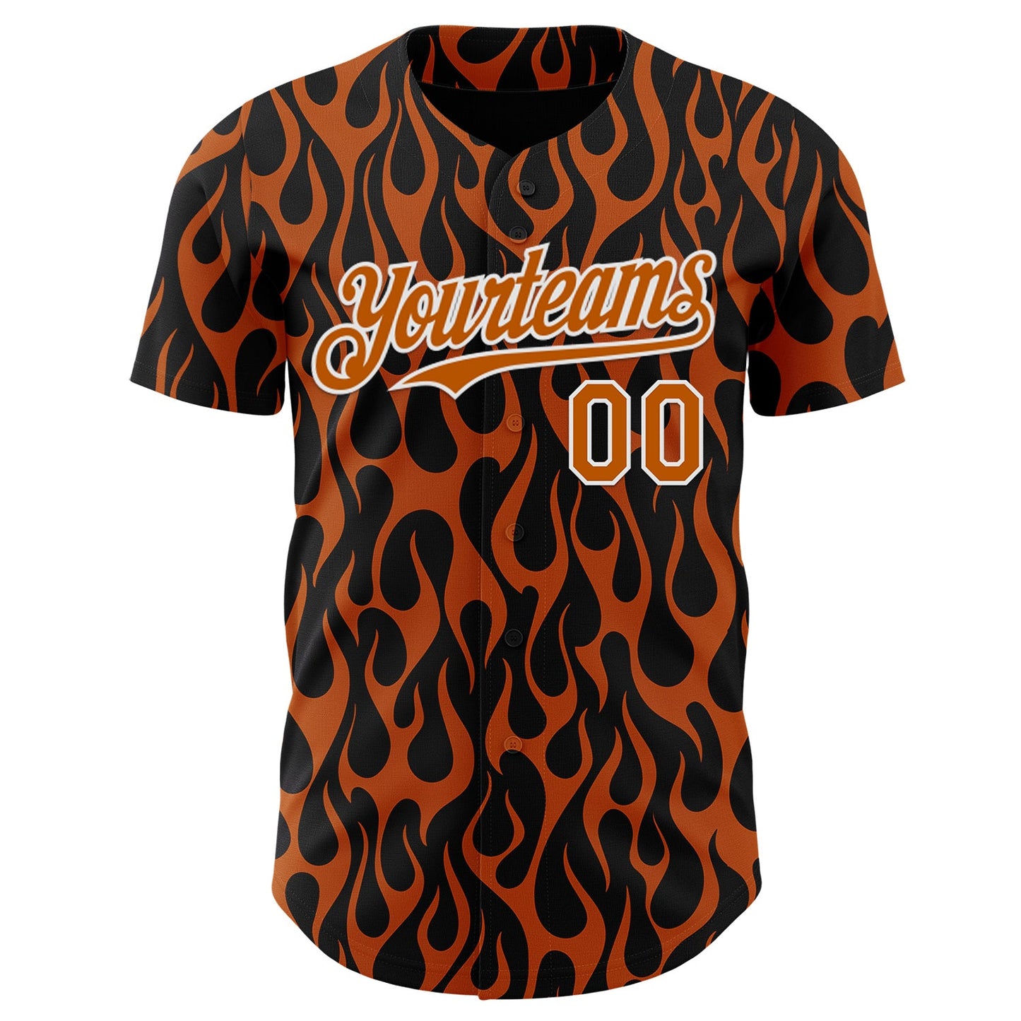 Custom Black Texas Orange-White Floral Authentic Baseball Jersey view 2