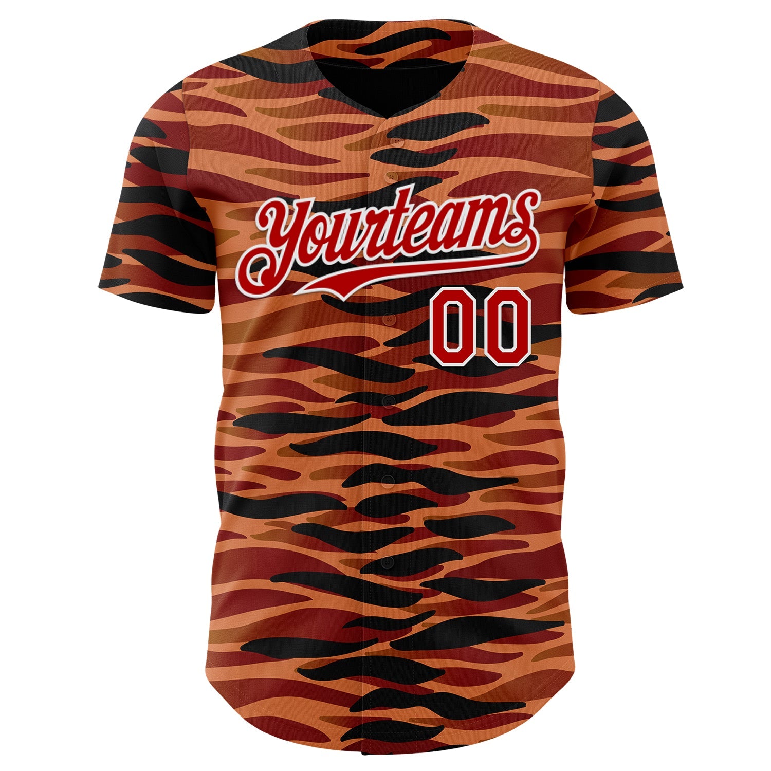 Custom Black Red-White Zebra Tiger Stripe Authentic Baseball Jersey view 2