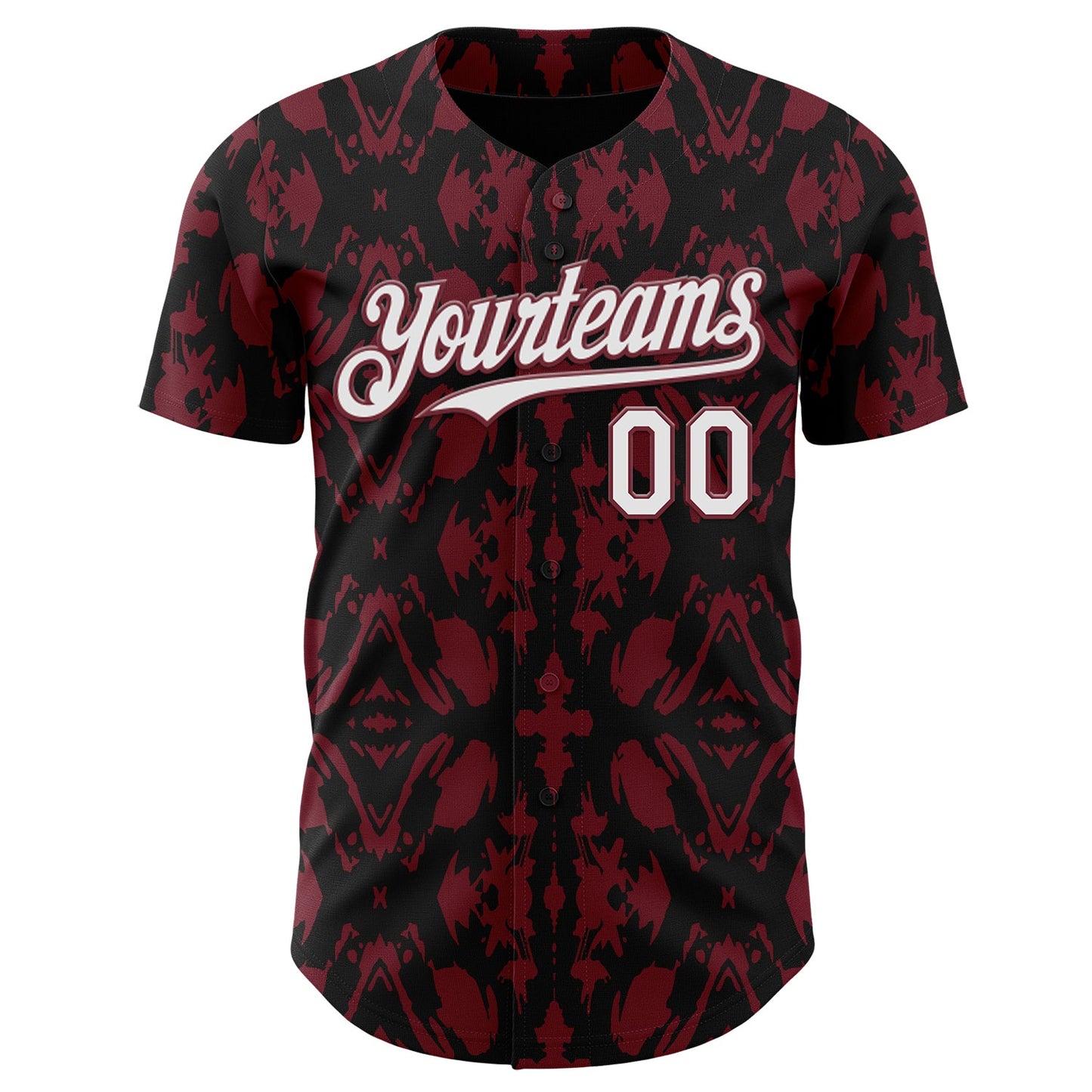 Custom Black White-Burgundy Abstract Authentic Baseball Jersey view 2