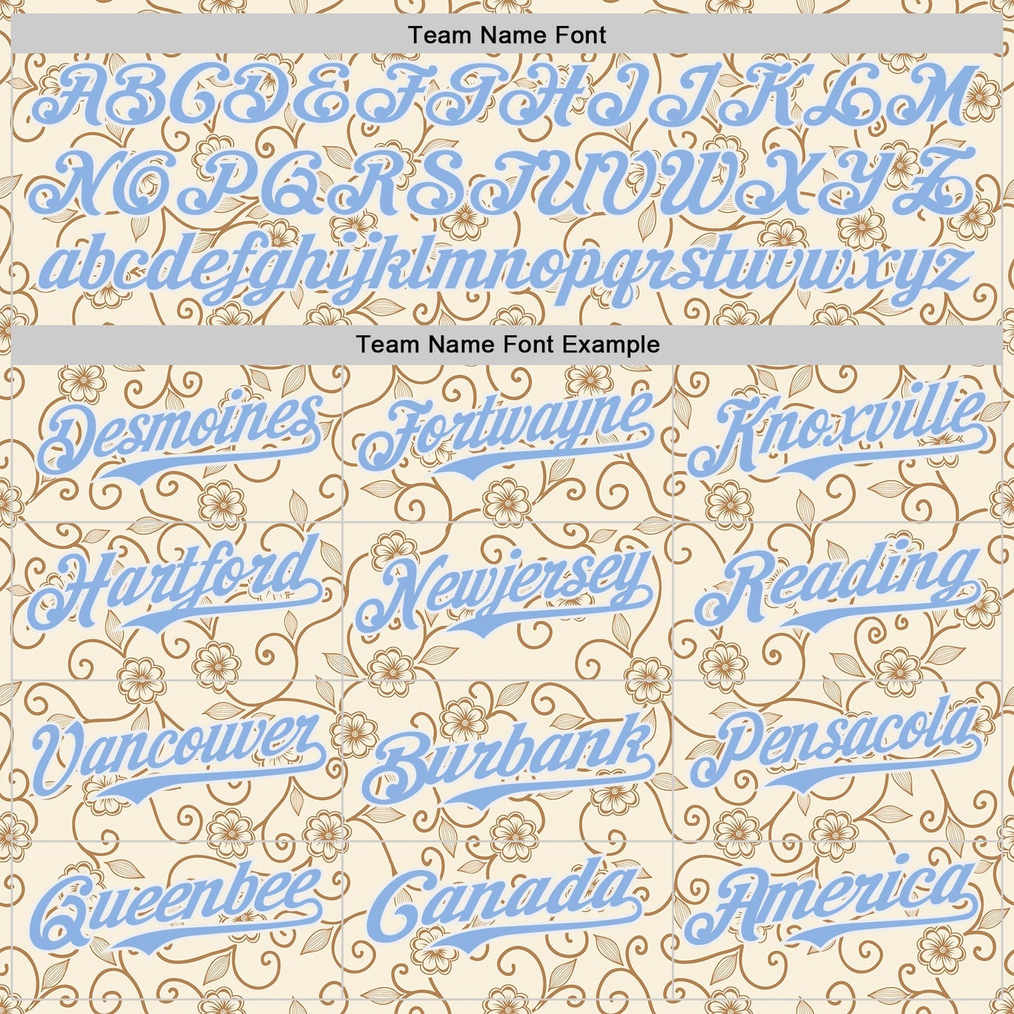 Custom Cream Light Blue-White Baroque Floral Scroll Authentic Baseball Jersey view 4