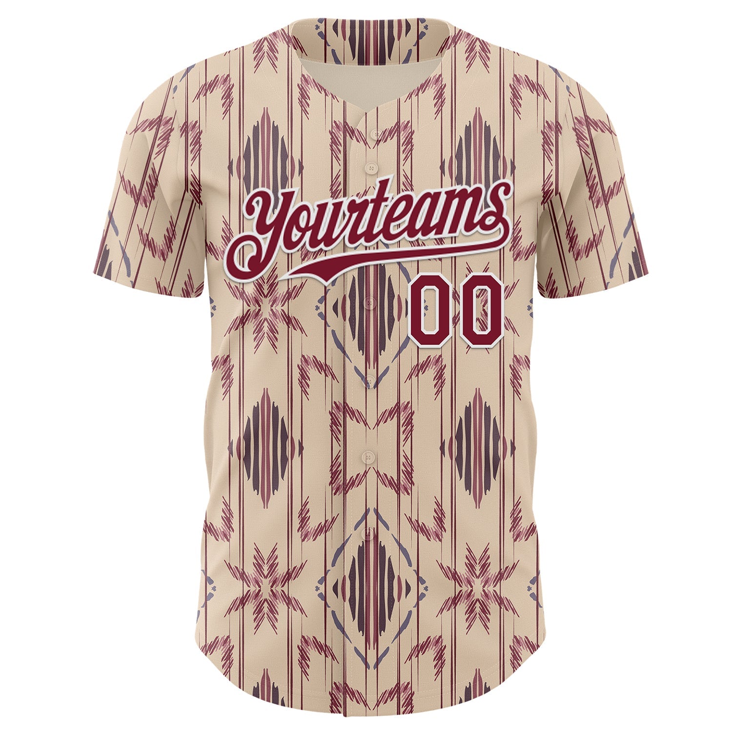 Custom City Cream Crimson-White Geometric Ethnic Authentic Baseball Jersey view 2