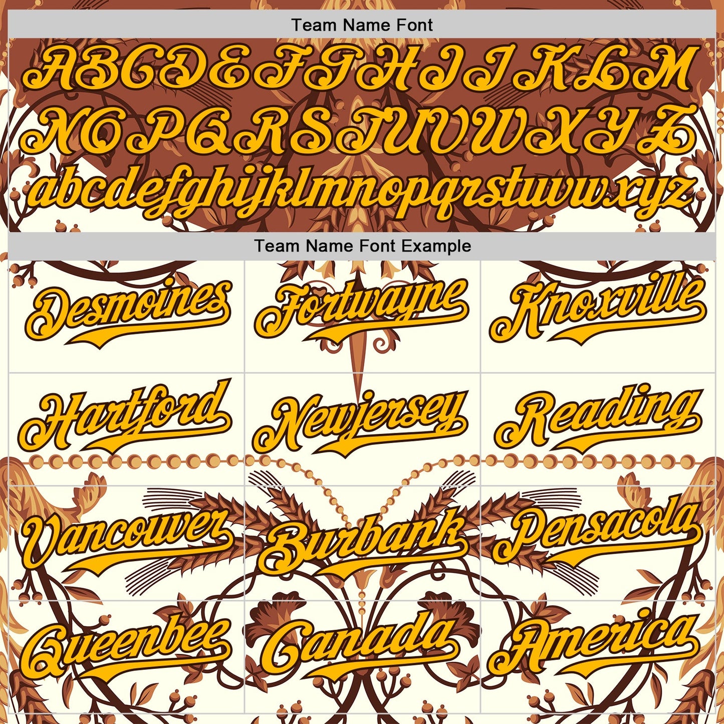 Custom Brown-Gold Baroque Floral Scroll Authentic Baseball Jersey view 4