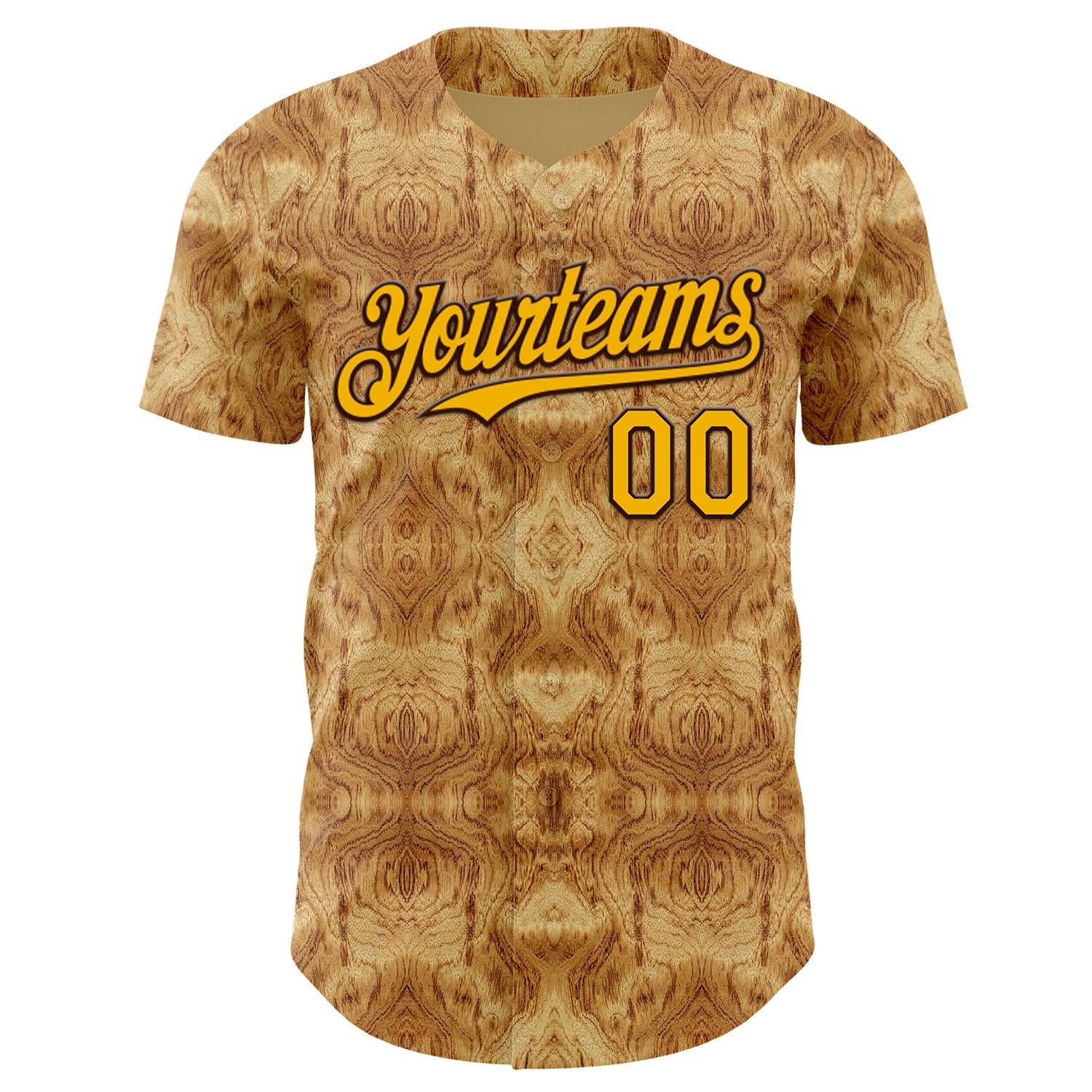 Custom Brown-Gold Abstract Authentic Baseball Jersey view 2
