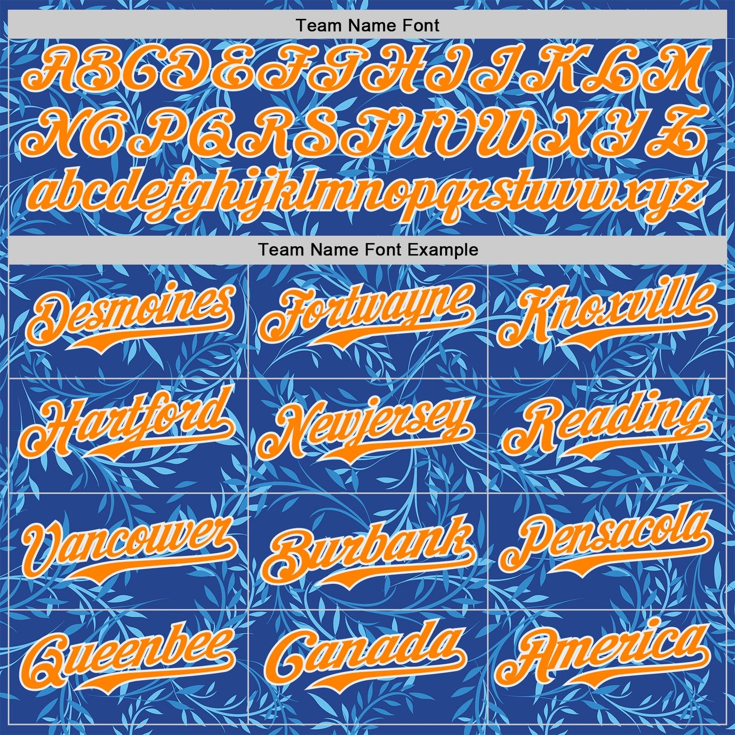 Custom Blue Bay Orange-White Baroque Floral Scroll Authentic Baseball Jersey view 4