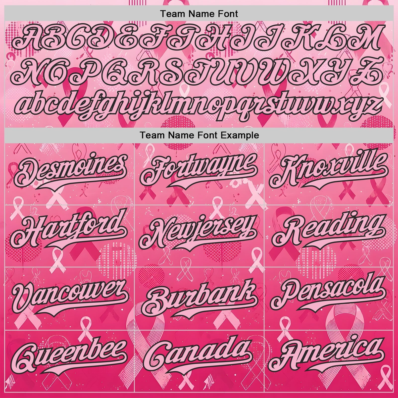 Custom Pink Light Pink-Black Breast Cancer Awareness Pink Ribbon Authentic Baseball Jersey view 4