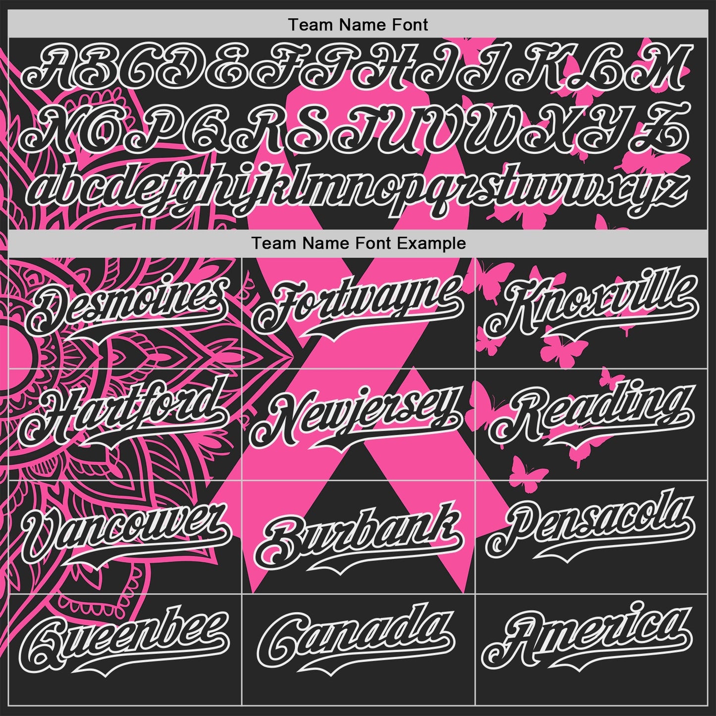 Custom Black Pink-White Breast Cancer Awareness Pink Ribbon Butterfly Authentic Baseball Jersey view 4