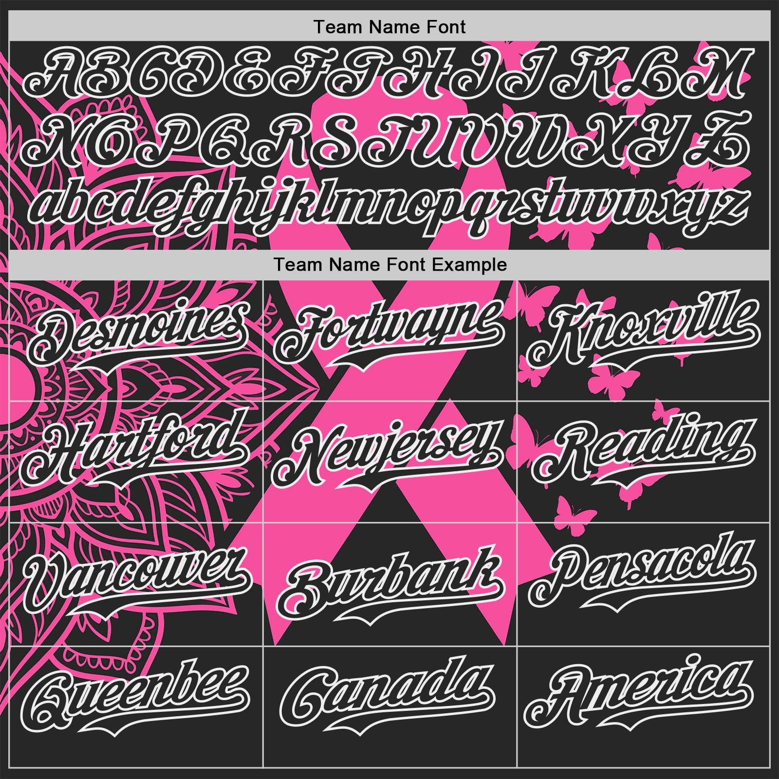 Custom Black Pink-White Breast Cancer Awareness Pink Ribbon Butterfly Authentic Baseball Jersey view 4