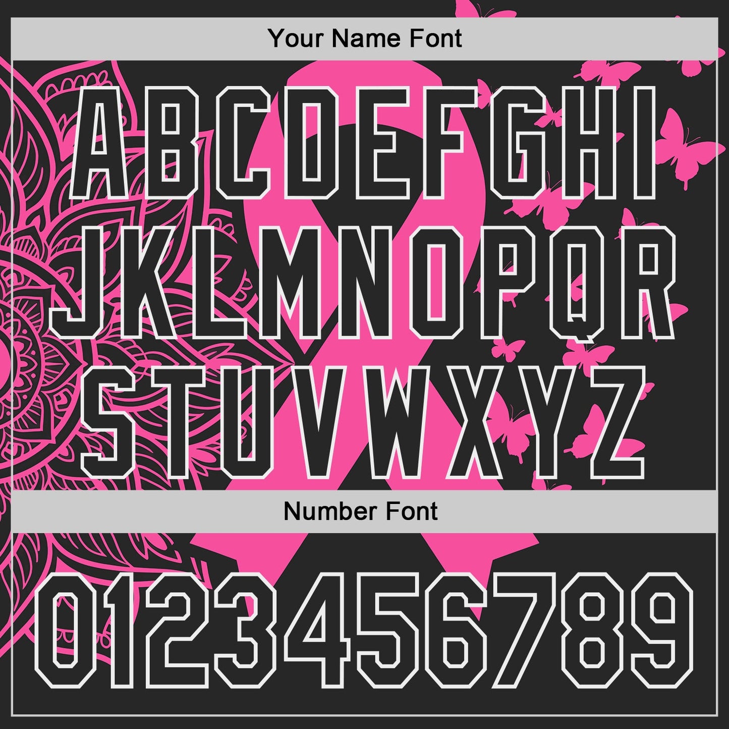 Custom Black Pink-White Breast Cancer Awareness Pink Ribbon Butterfly Authentic Baseball Jersey view 5