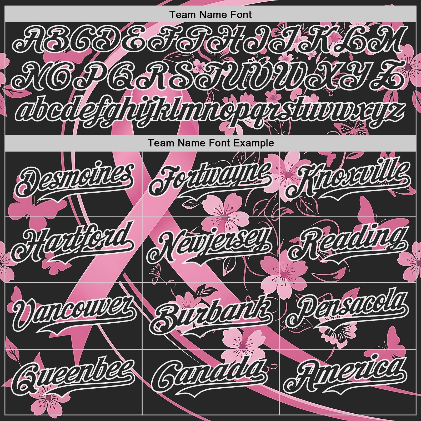 Custom Black Pink-White Breast Cancer Awareness Pink Ribbon Floral Authentic Baseball Jersey view 4
