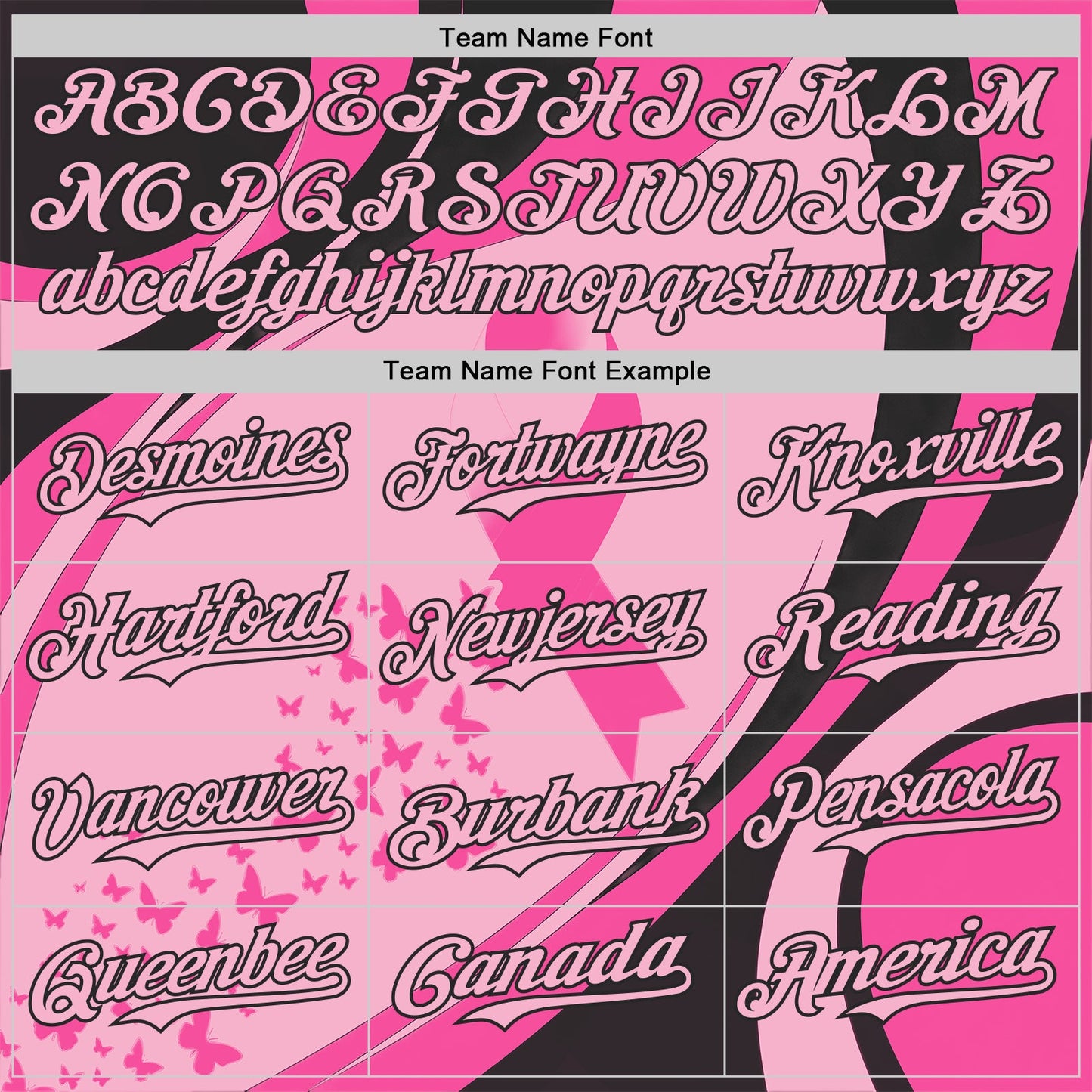 Custom Light Pink-Black Breast Cancer Awareness Pink Ribbon Butterfly Authentic Baseball Jersey view 4