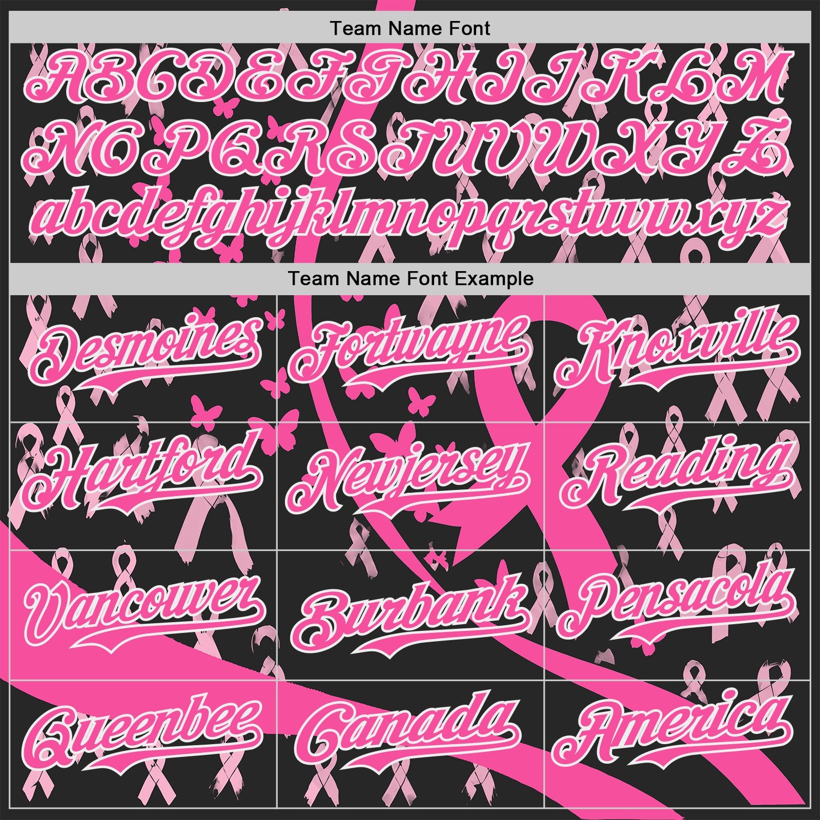 Custom Black Pink-White Breast Cancer Awareness Pink Ribbon Butterfly Authentic Baseball Jersey view 4