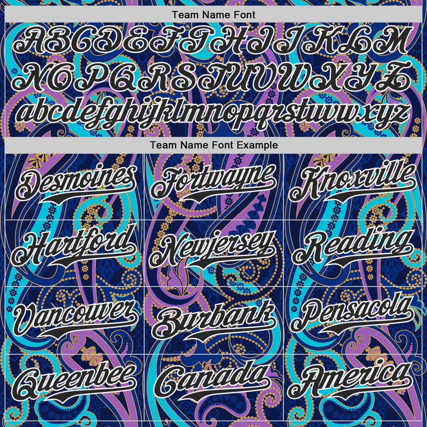 Custom Navy Black Purple Blue-White Burning Man Paisley Bandana Rave Authentic Baseball Jersey view 4