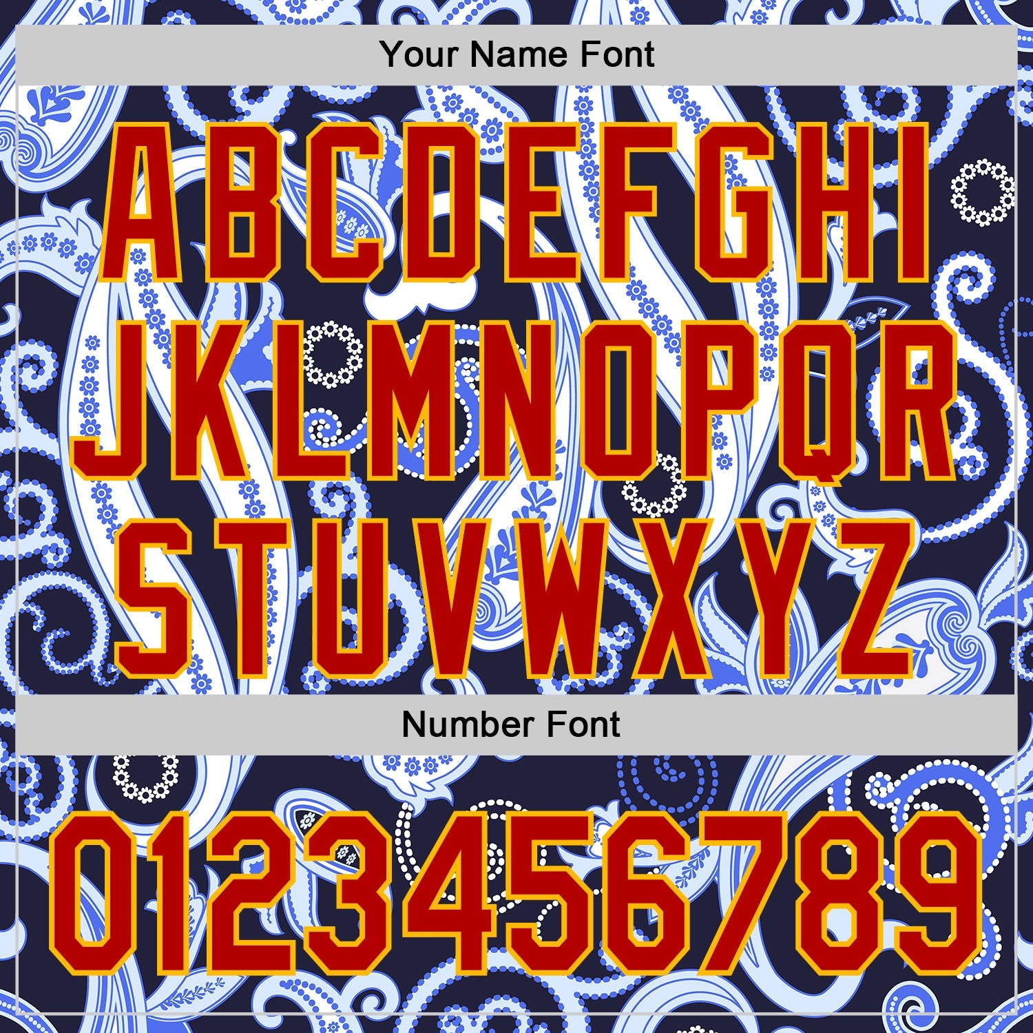 Custom Navy Red Blue-Gold Burning Man Paisley Bandana Rave Authentic Baseball Jersey view 5