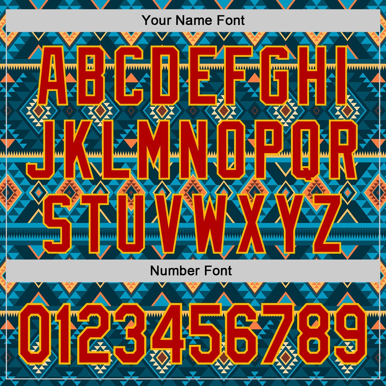 Custom Blue Red-Gold Burning Man Aztec Tribal Geometric Authentic Baseball Jersey view 5