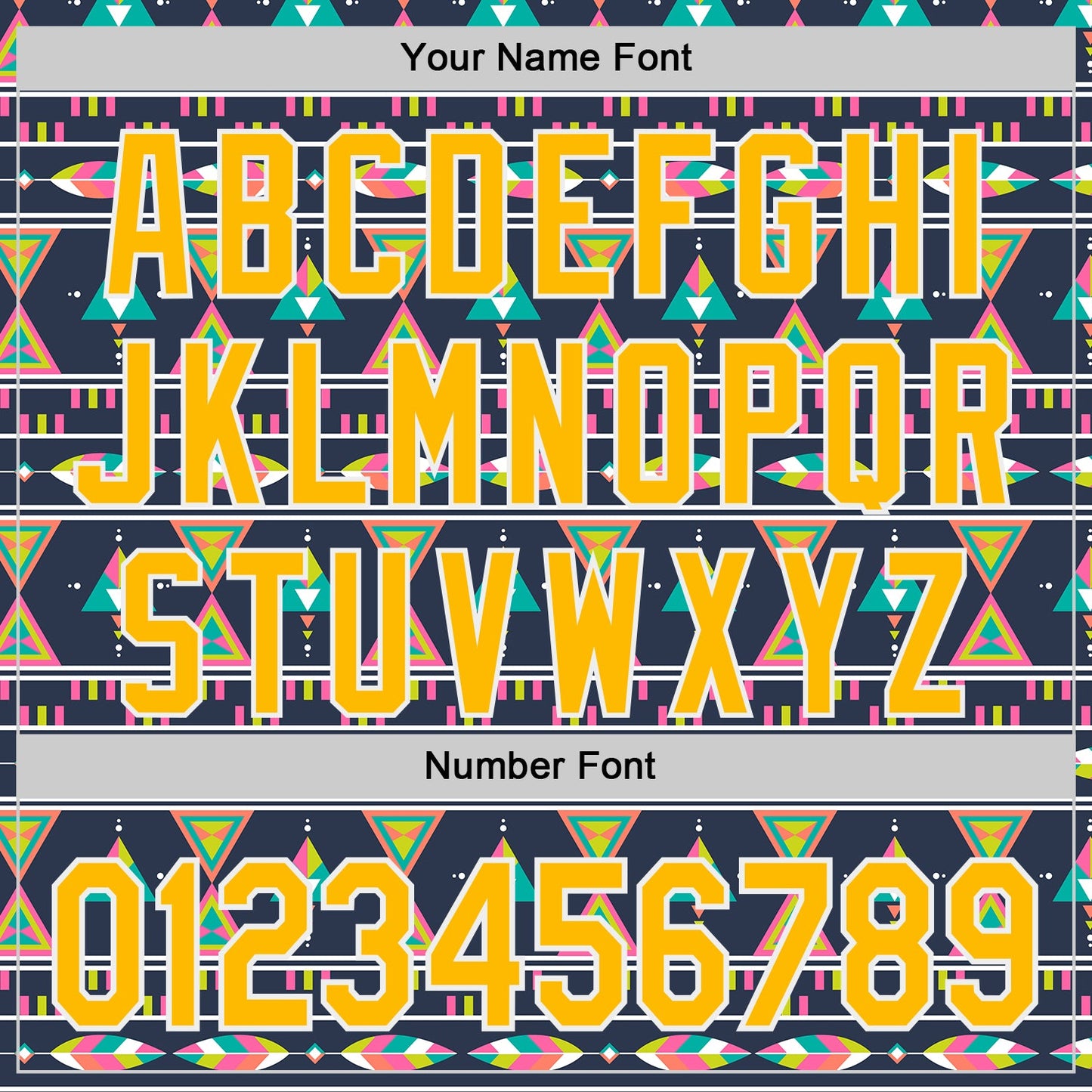 Custom Navy Gold Pink Green-White Boho Style Geometri Tribal Authentic Baseball Jersey view 5