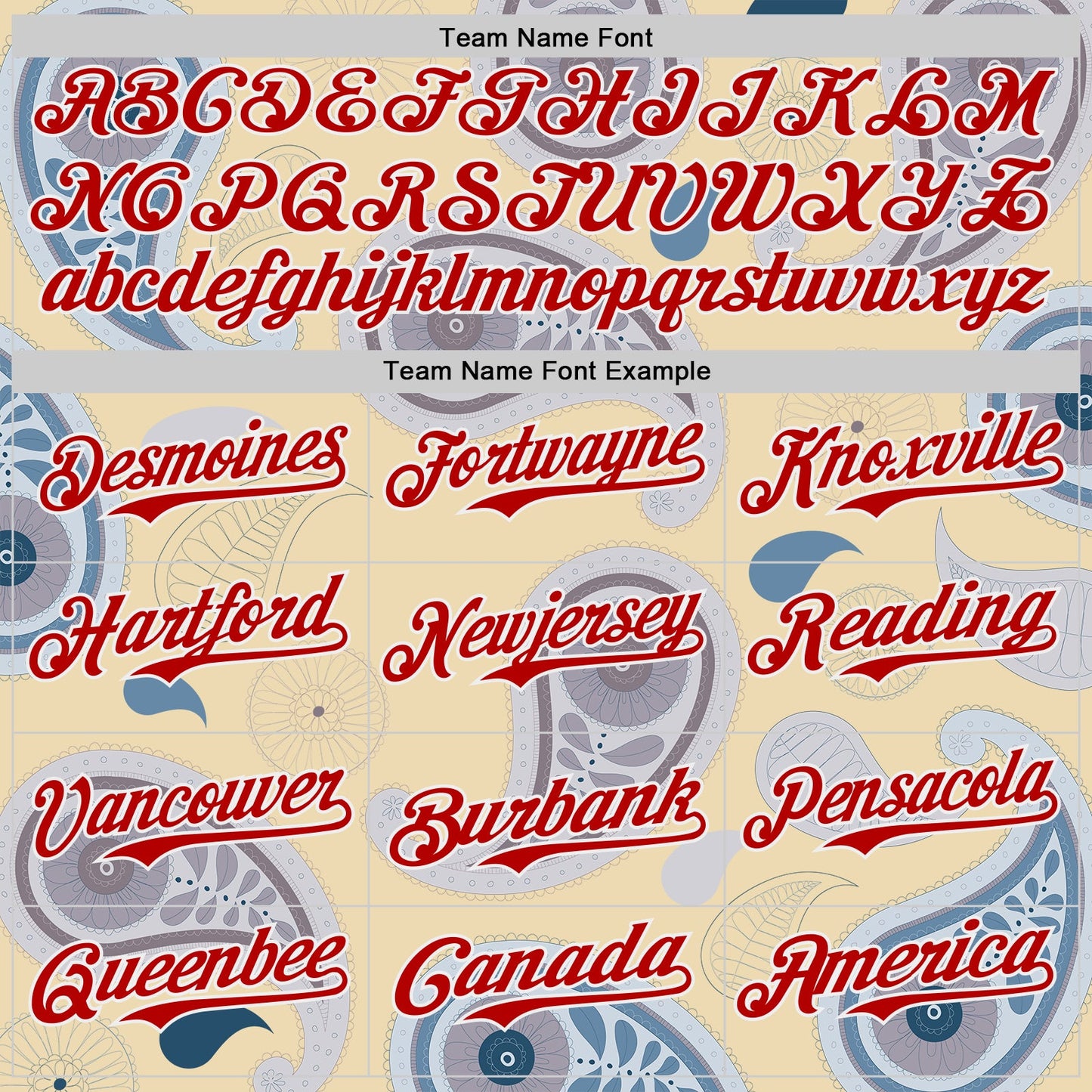 Custom Cream Red Gray-White Burning Man Paisley Bandana Rave Authentic Baseball Jersey view 4