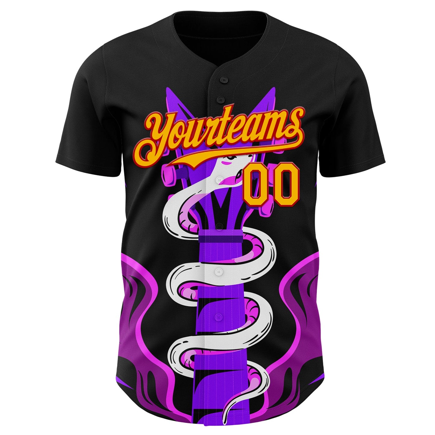 Custom Black Gold Purple Pink-Red Psychedelic Music Festival Rave Authentic Baseball Jersey view 2