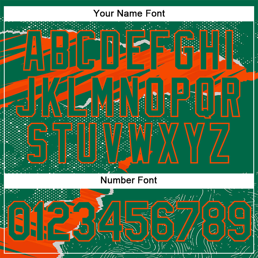 Custom Stitched Kelly Green Orange 3D Pattern Design Torn Paper Style Sports Pullover Sweatshirt Hoodie view 4