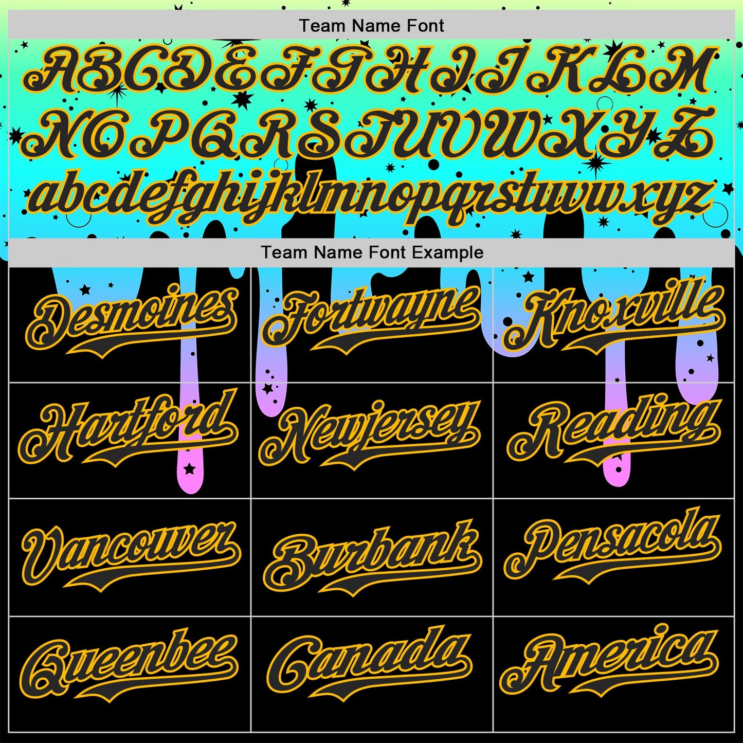 Custom Black Green-Gold Psychedelic Starry Melting Dripping Authentic Baseball Jersey view 4