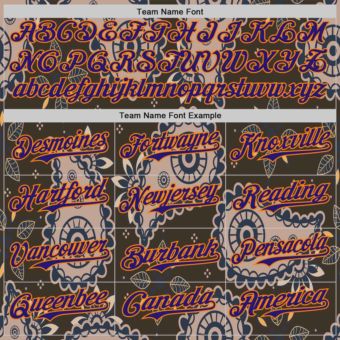 Custom Brown Dark Purple-Bay Orange Burning Man Paisley Bandana Rave Authentic Baseball Jersey view 4
