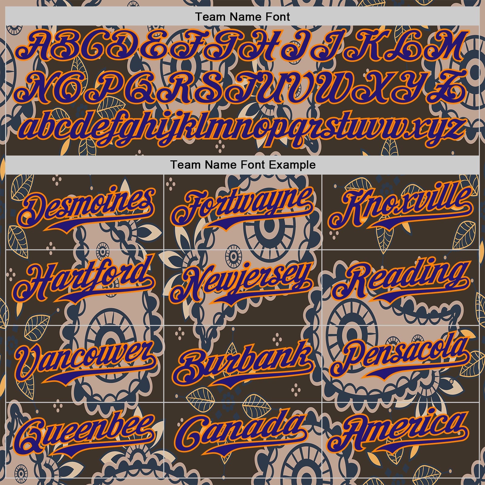 Custom Brown Dark Purple-Bay Orange Burning Man Paisley Bandana Rave Authentic Baseball Jersey view 4