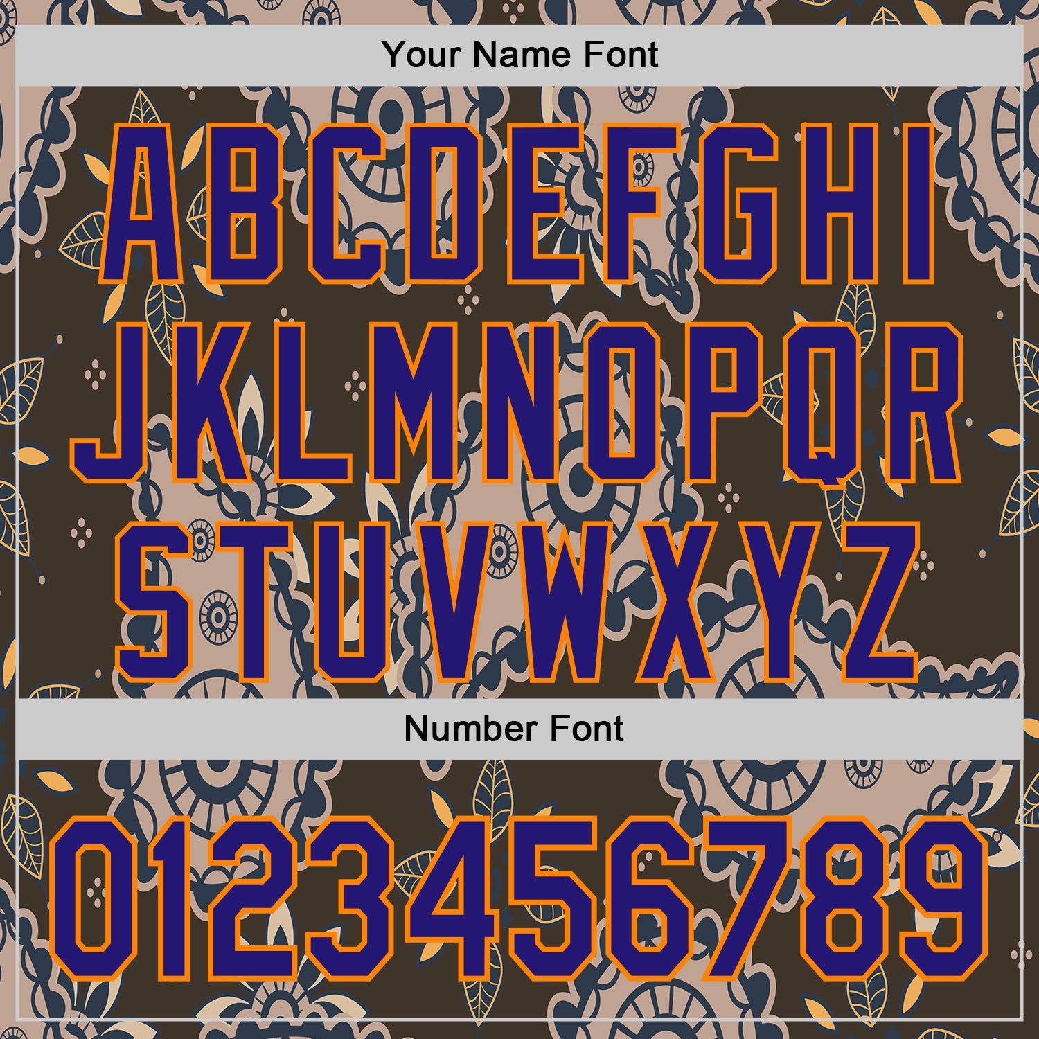 Custom Brown Dark Purple-Bay Orange Burning Man Paisley Bandana Rave Authentic Baseball Jersey view 5