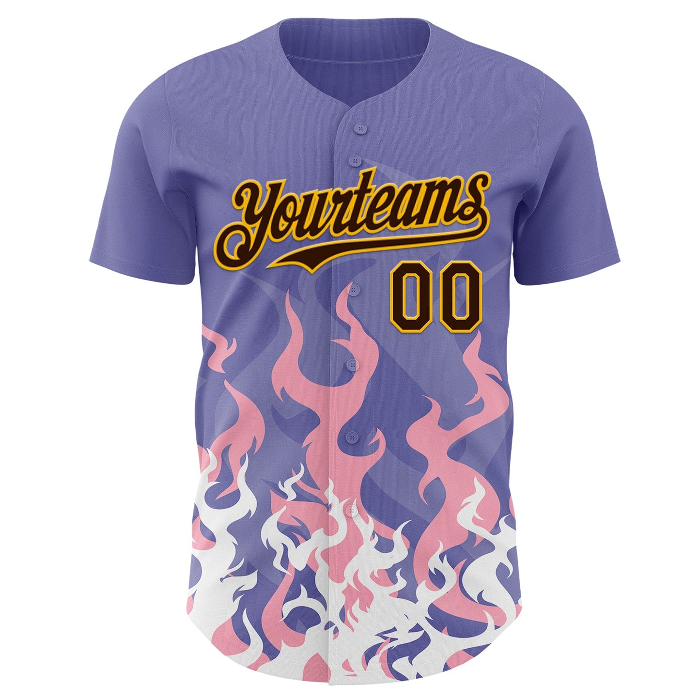 Custom Purple Brown Pink-Gold Burning Man Fire Desert Authentic Baseball Jersey view 2