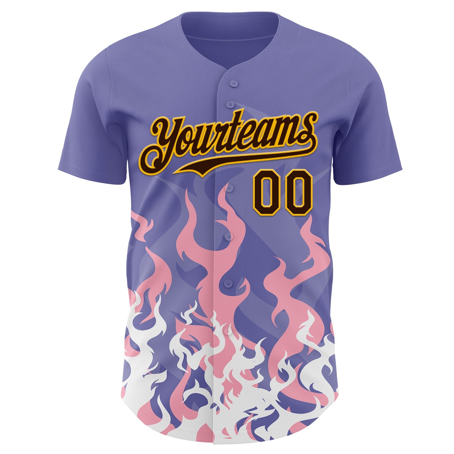 Custom Purple Brown Pink-Gold Burning Man Fire Desert Authentic Baseball Jersey view 2