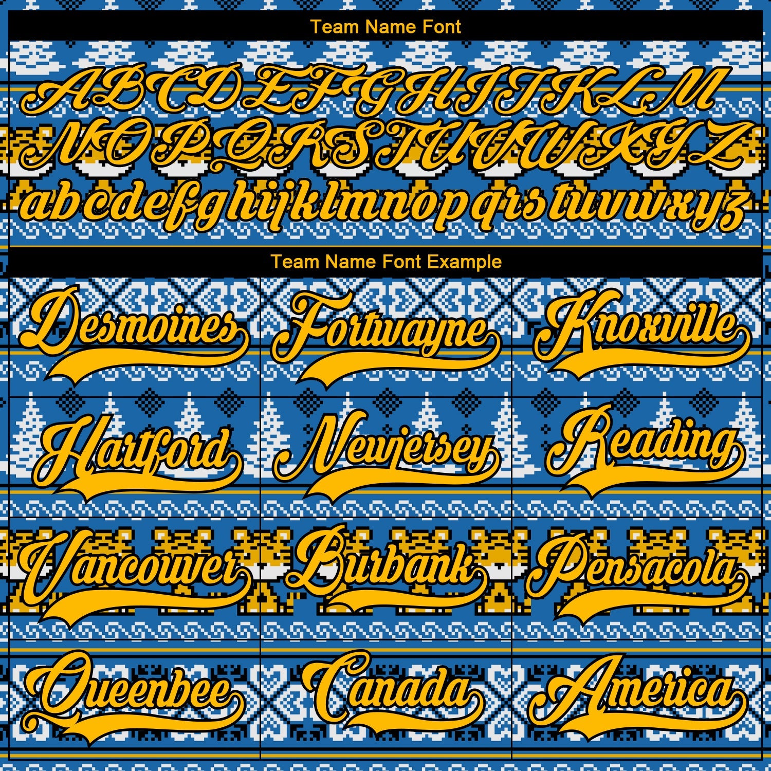 Custom Light Blue Gold-Black Christmas Tree And Tiger 3D Hockey Lace Neck Jersey view 4