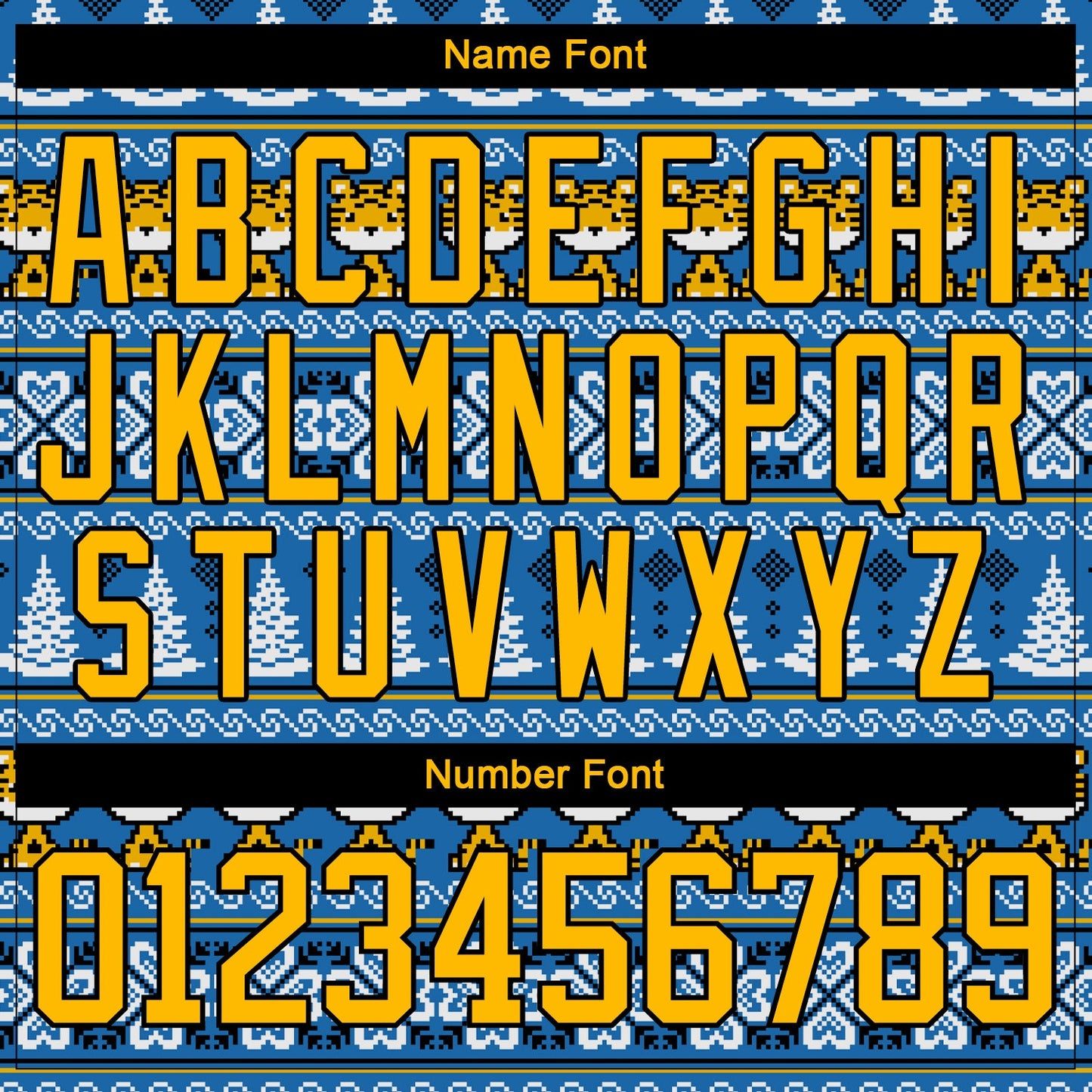 Custom Light Blue Gold-Black Christmas Tree And Tiger 3D Hockey Lace Neck Jersey view 5