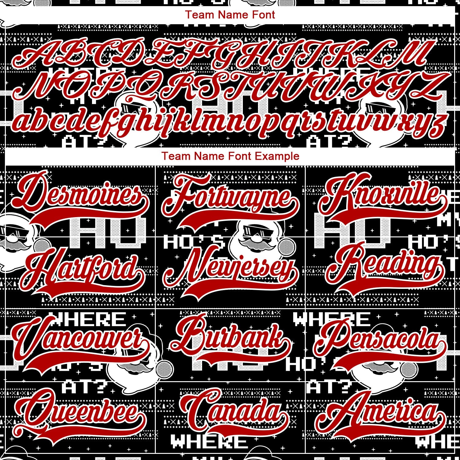 Custom Black Red-White Christmas Santa Claus 3D Hockey Lace Neck Jersey view 4