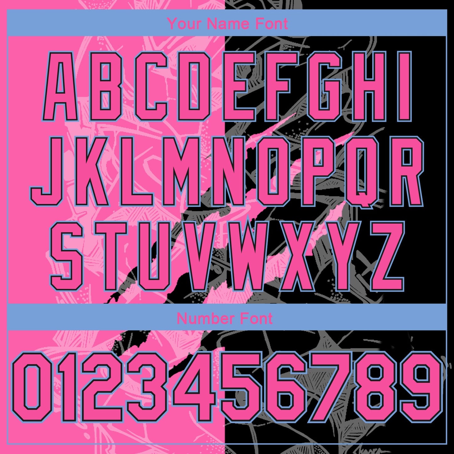 Custom Graffiti Pattern Pink Black-Light Blue 3D Scratch Authentic Basketball Jersey view 4