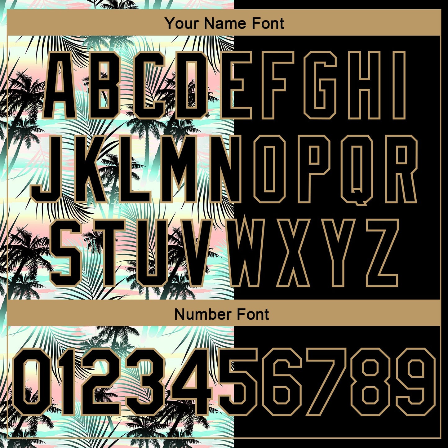 Custom Black Old Gold 3D Pattern Tropical Hawaii Palm Trees Authentic Basketball Jersey view 4