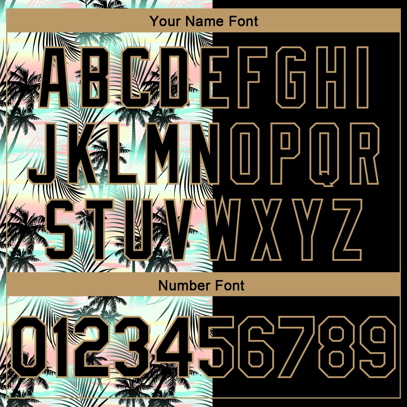 Custom Black Old Gold 3D Pattern Tropical Hawaii Palm Trees Authentic Basketball Jersey view 4