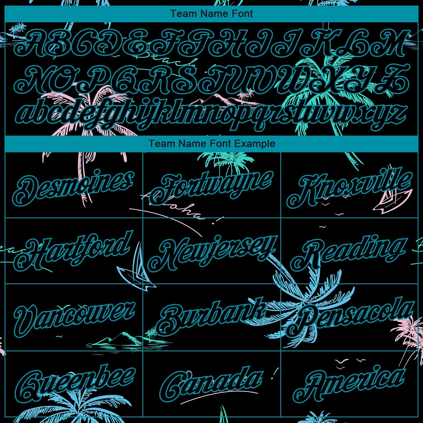 Custom Black Teal 3D Pattern Tropical Hawaii Palm Trees Authentic Basketball Jersey view 3