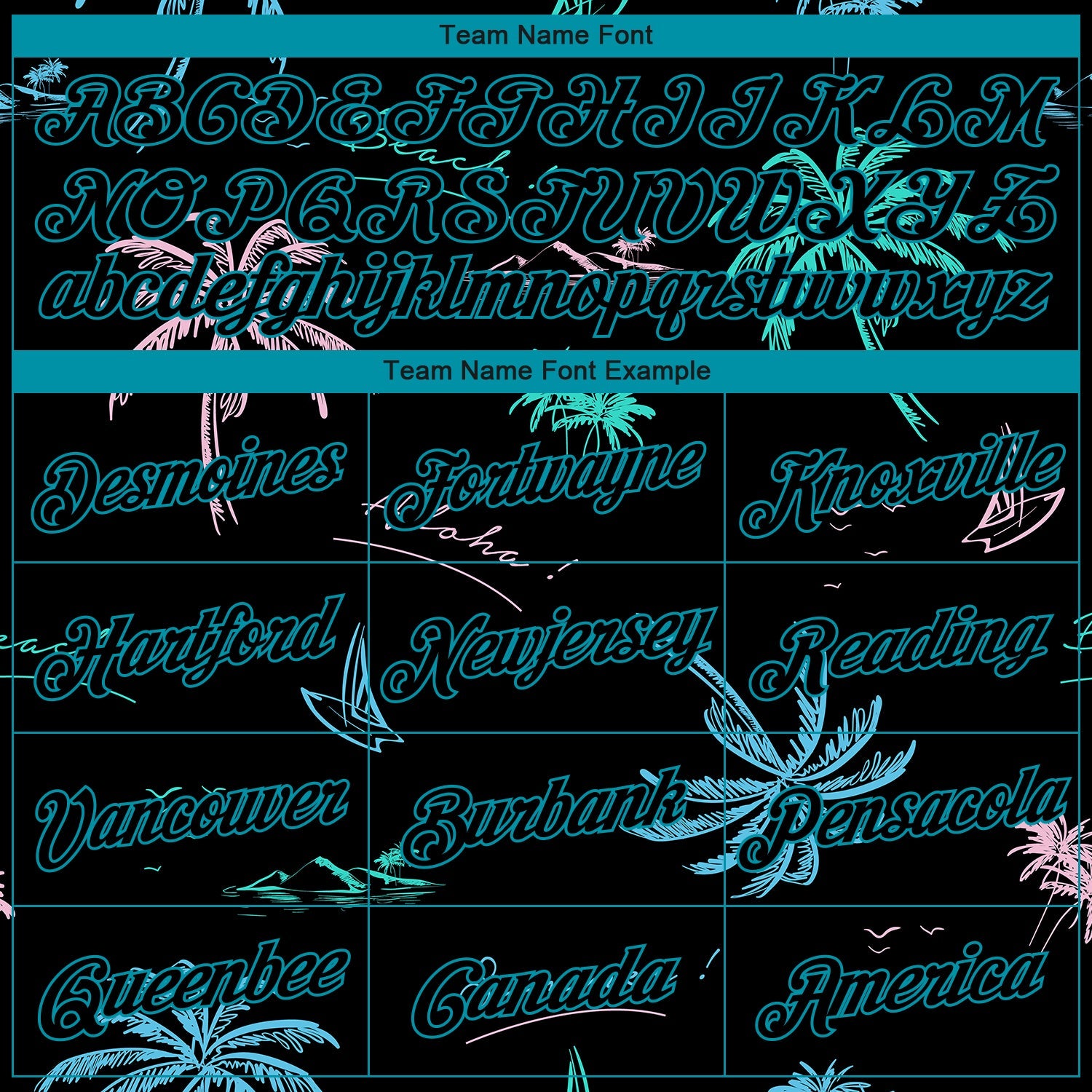 Custom Black Teal 3D Pattern Tropical Hawaii Palm Trees Authentic Basketball Jersey view 3