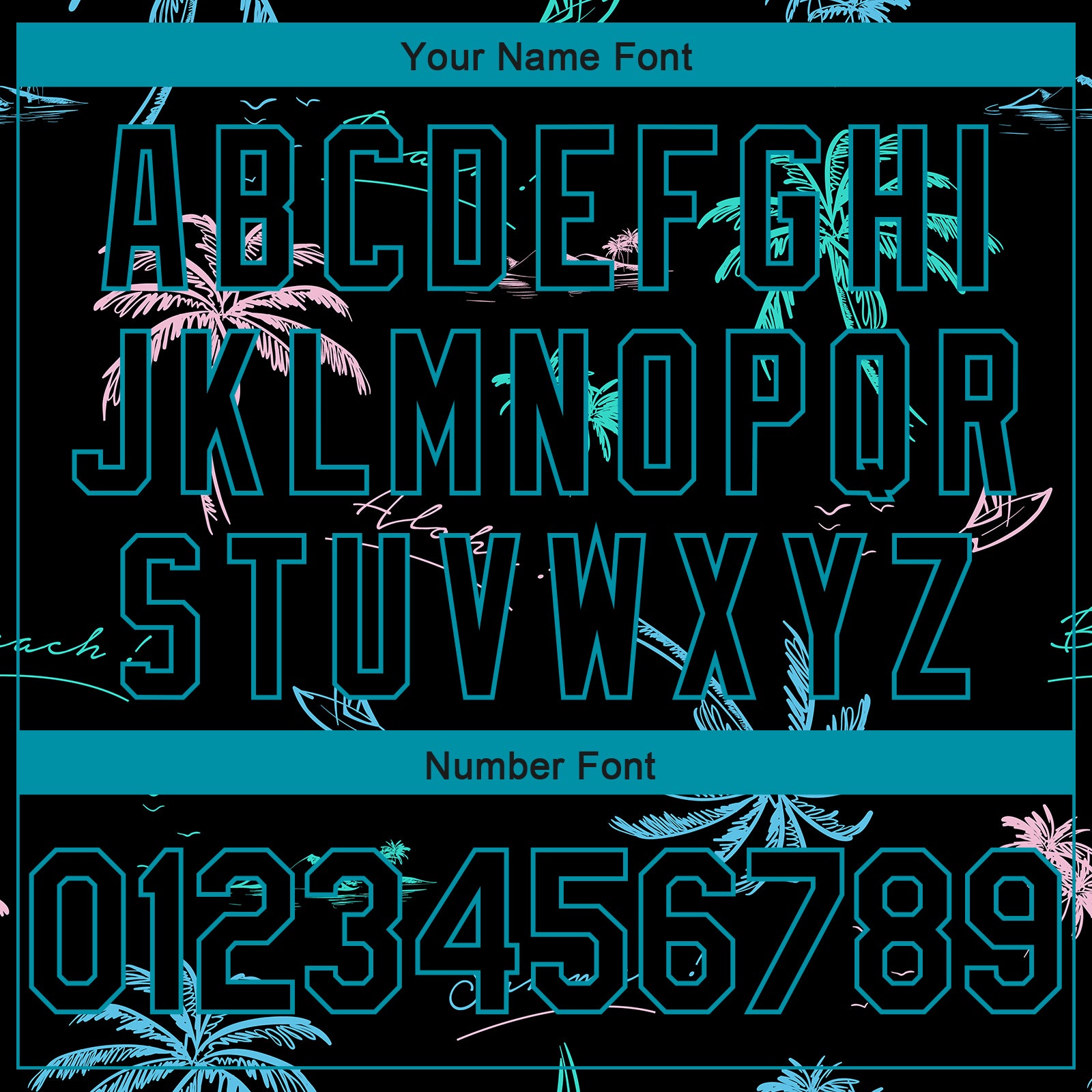 Custom Black Teal 3D Pattern Tropical Hawaii Palm Trees Authentic Basketball Jersey view 4