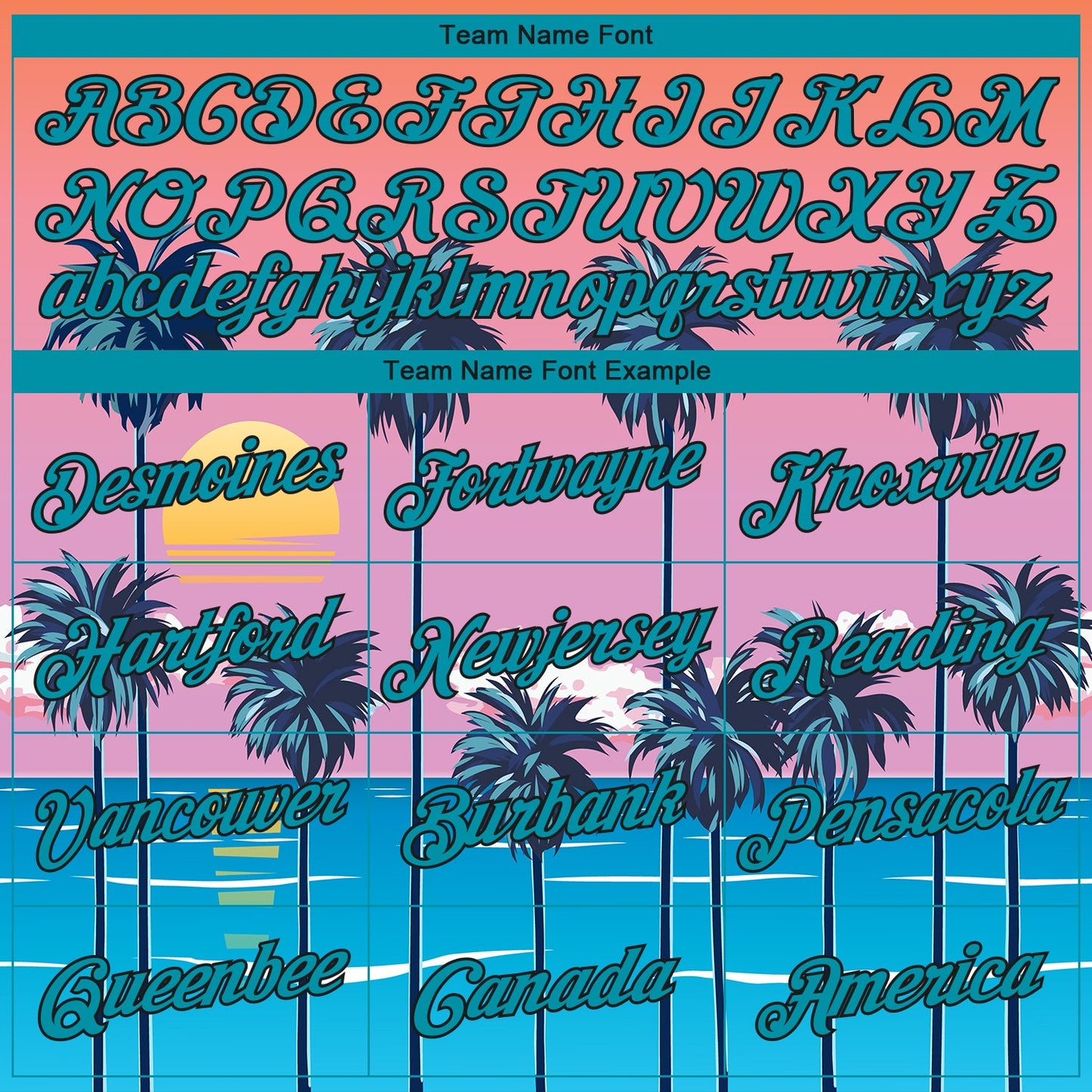 Custom Orange Teal-Black 3D Pattern Sun Beach Hawaii Palm Trees Authentic Basketball Jersey view 3