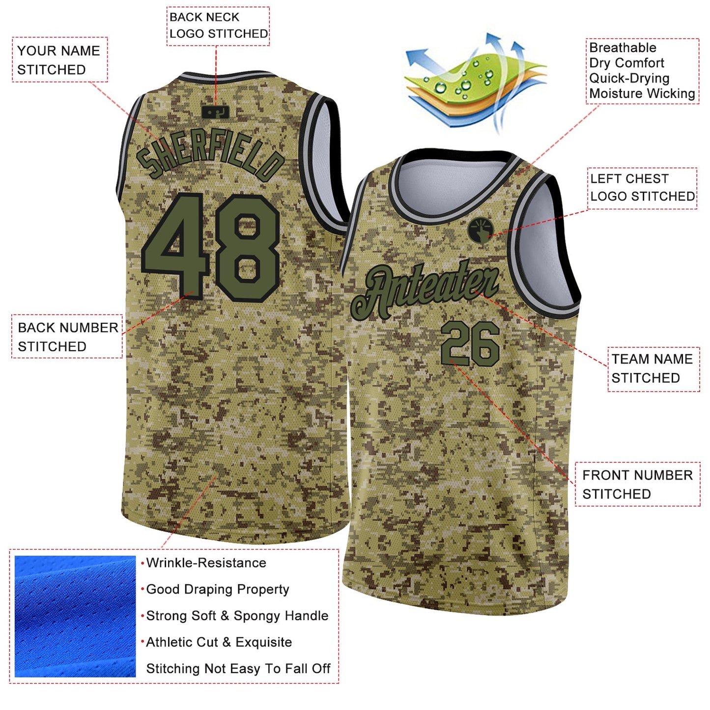 Custom Camo Olive-Black 3D Authentic Salute To Service Basketball Jersey view 2
