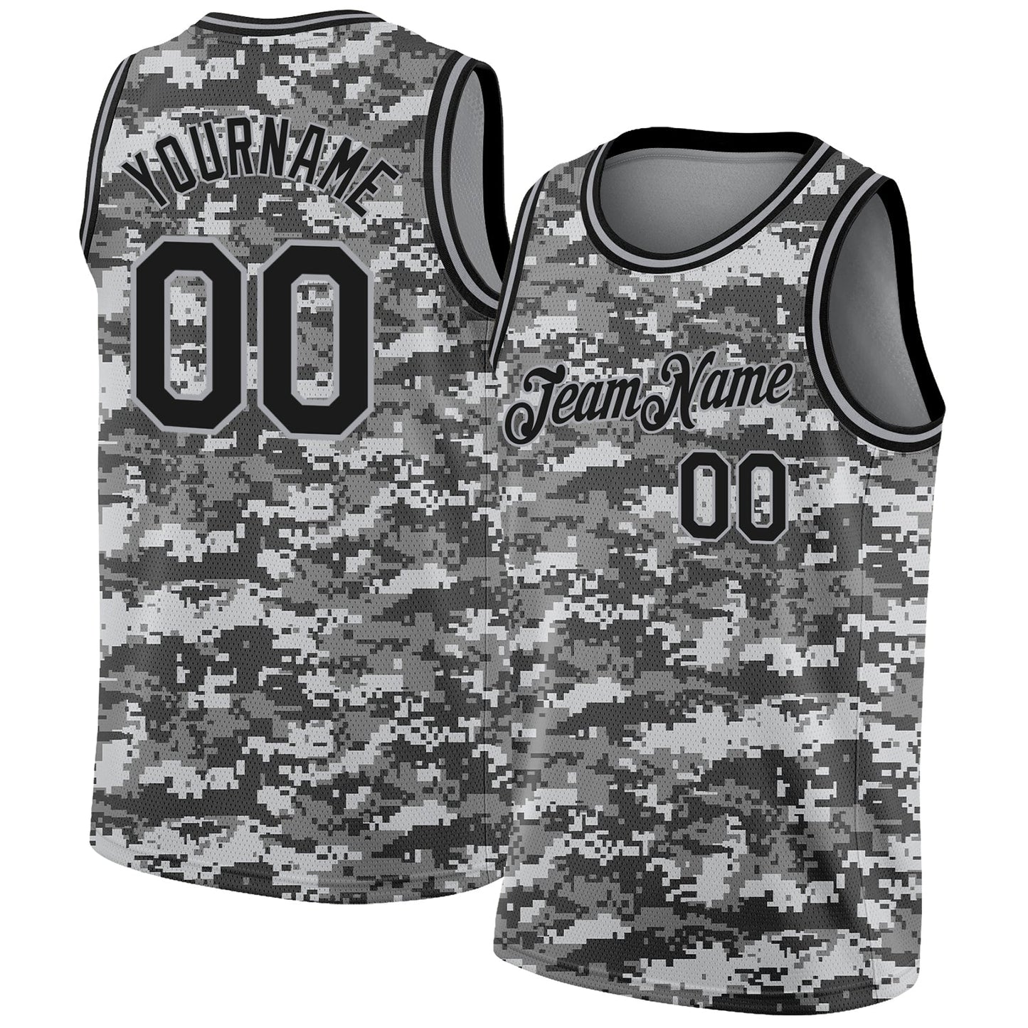 Custom Camo Black-Gray 3D Authentic Salute To Service Basketball Jersey - Main View