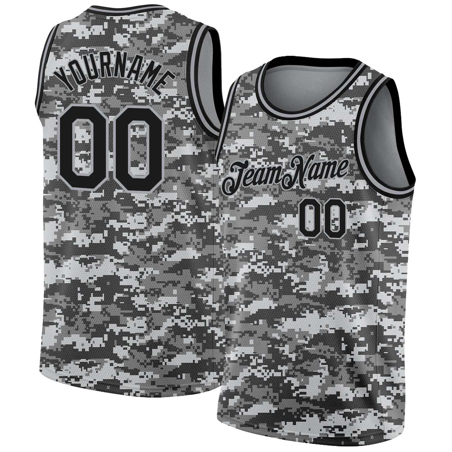 Custom Camo Black-Gray 3D Authentic Salute To Service Basketball Jersey - Main View