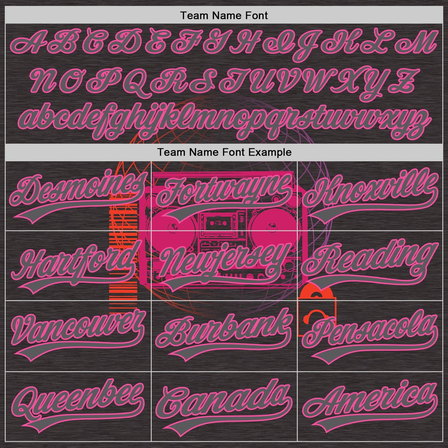 Custom Steel Gray Pink 3D Pattern Design Music Festival Old School Music Authentic Baseball Jersey view 4