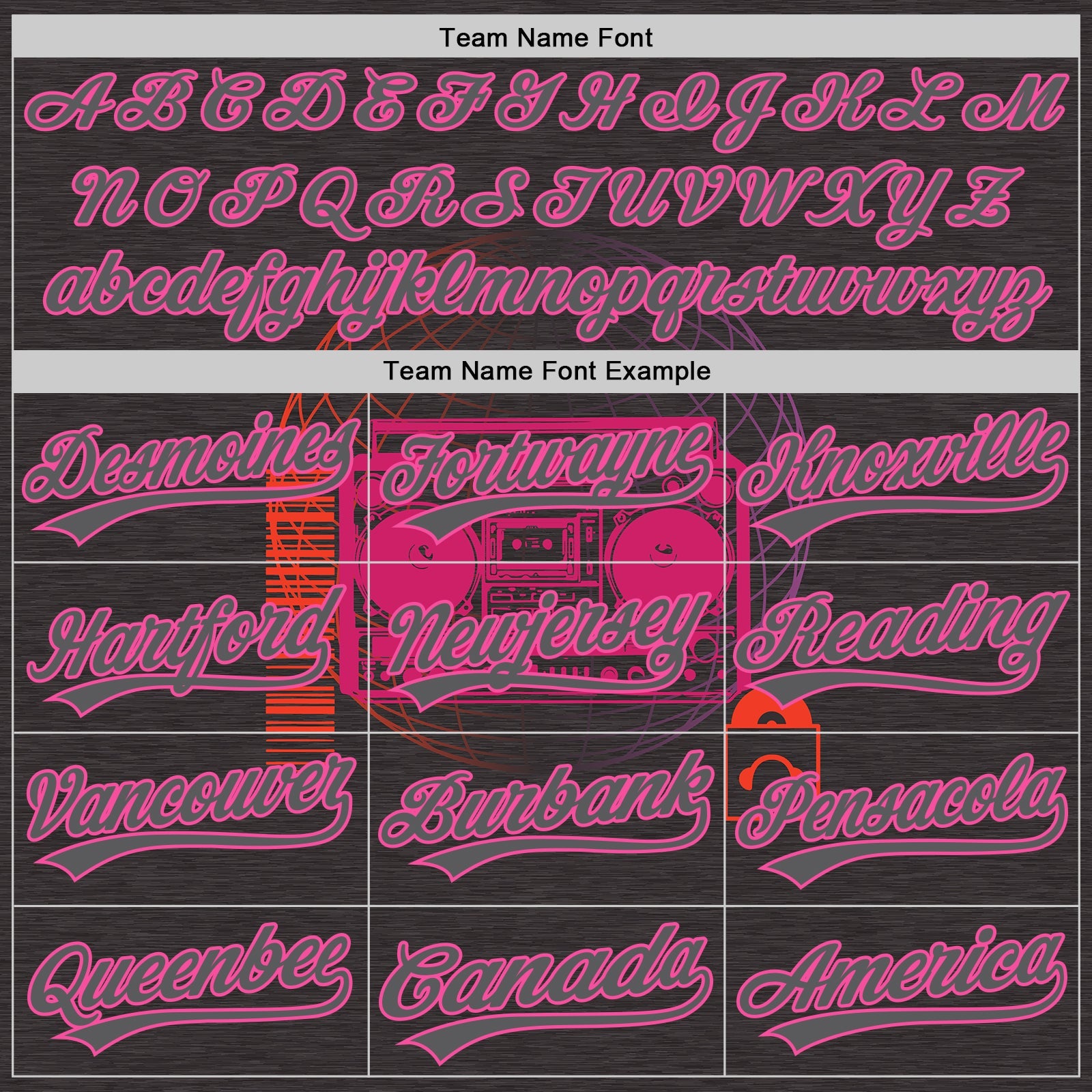 Custom Steel Gray Pink 3D Pattern Design Music Festival Old School Music Authentic Baseball Jersey view 4