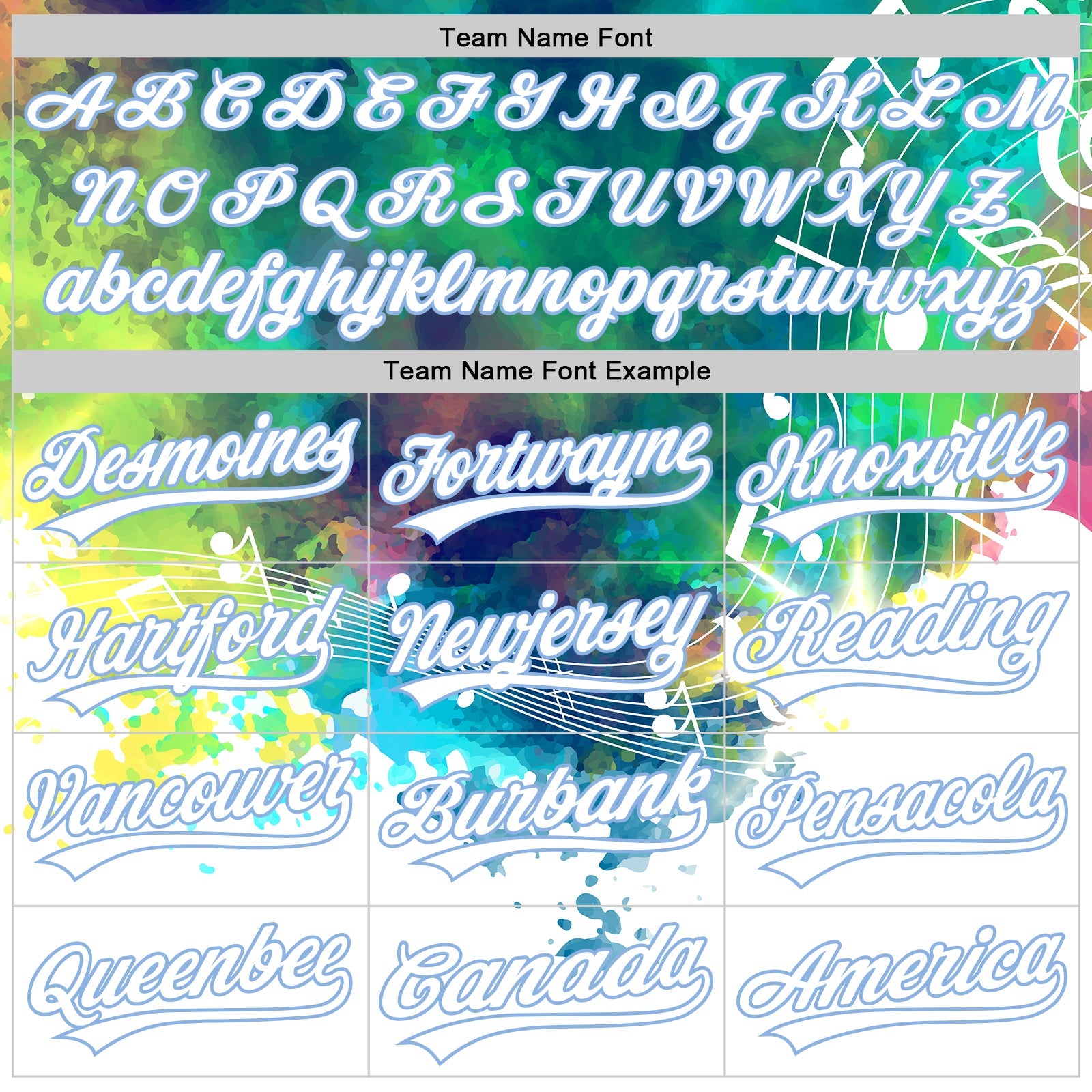 Custom White Light Blue 3D Pattern Design Music Festival Abstract Colorful Music Grunge Style Authentic Baseball Jersey view 4