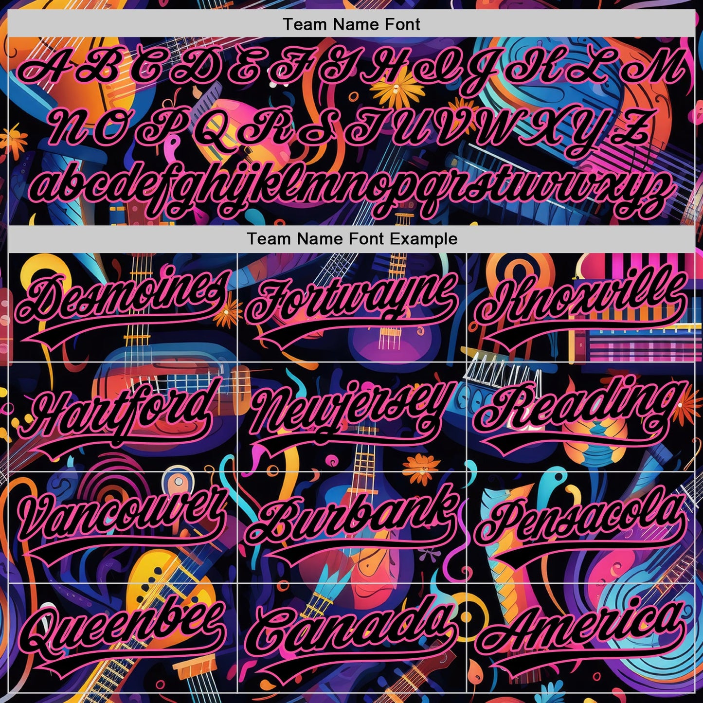 Custom Black Pink 3D Pattern Design Music Festival Musical Instruments Authentic Baseball Jersey view 4