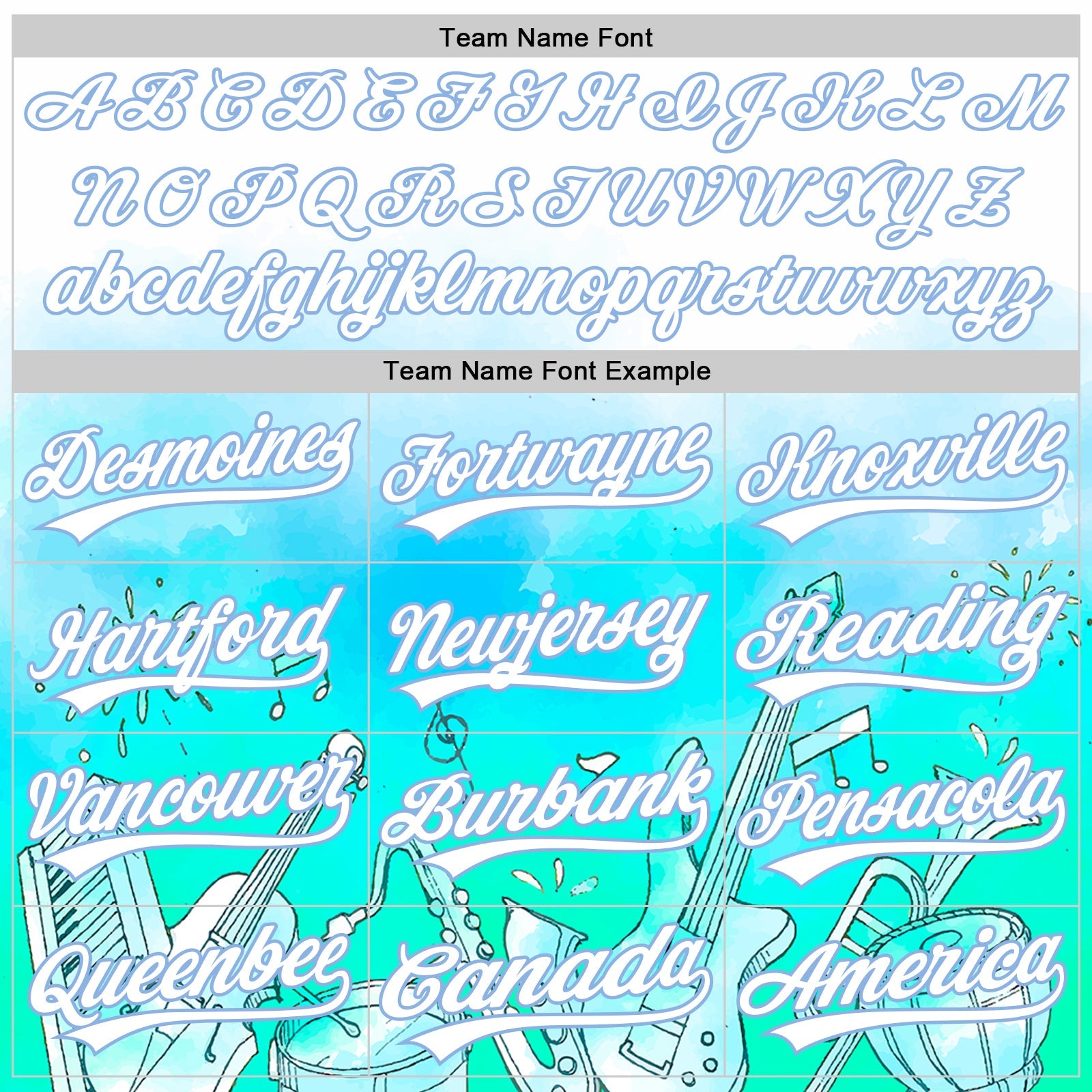 Custom White Light Blue 3D Pattern Design Music Festival Musical Instruments Authentic Baseball Jersey view 4