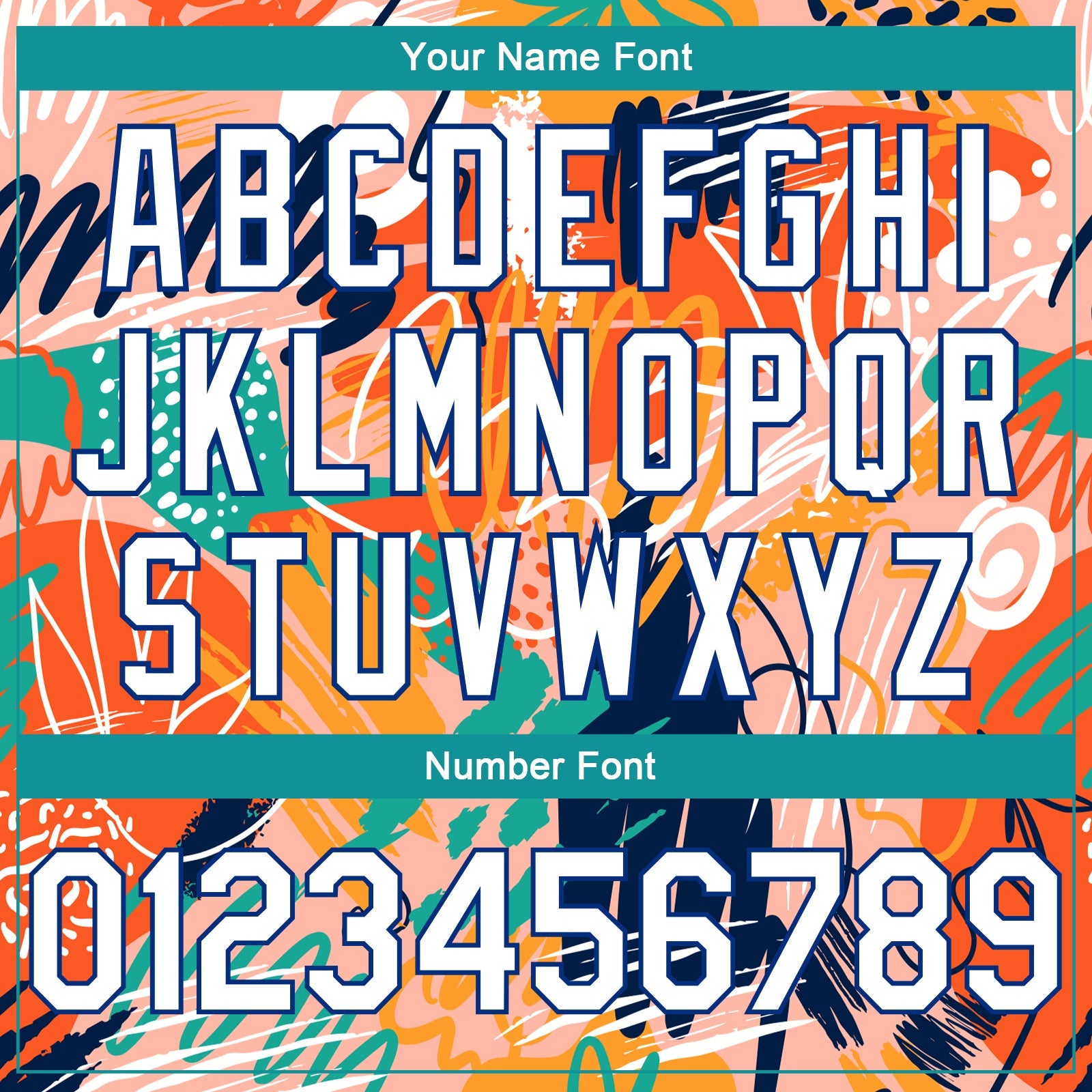 Custom Orange White-Teal 3D Pattern Abstract Hawaii Plant Graffiti Grunge Art Authentic Basketball Jersey view 4