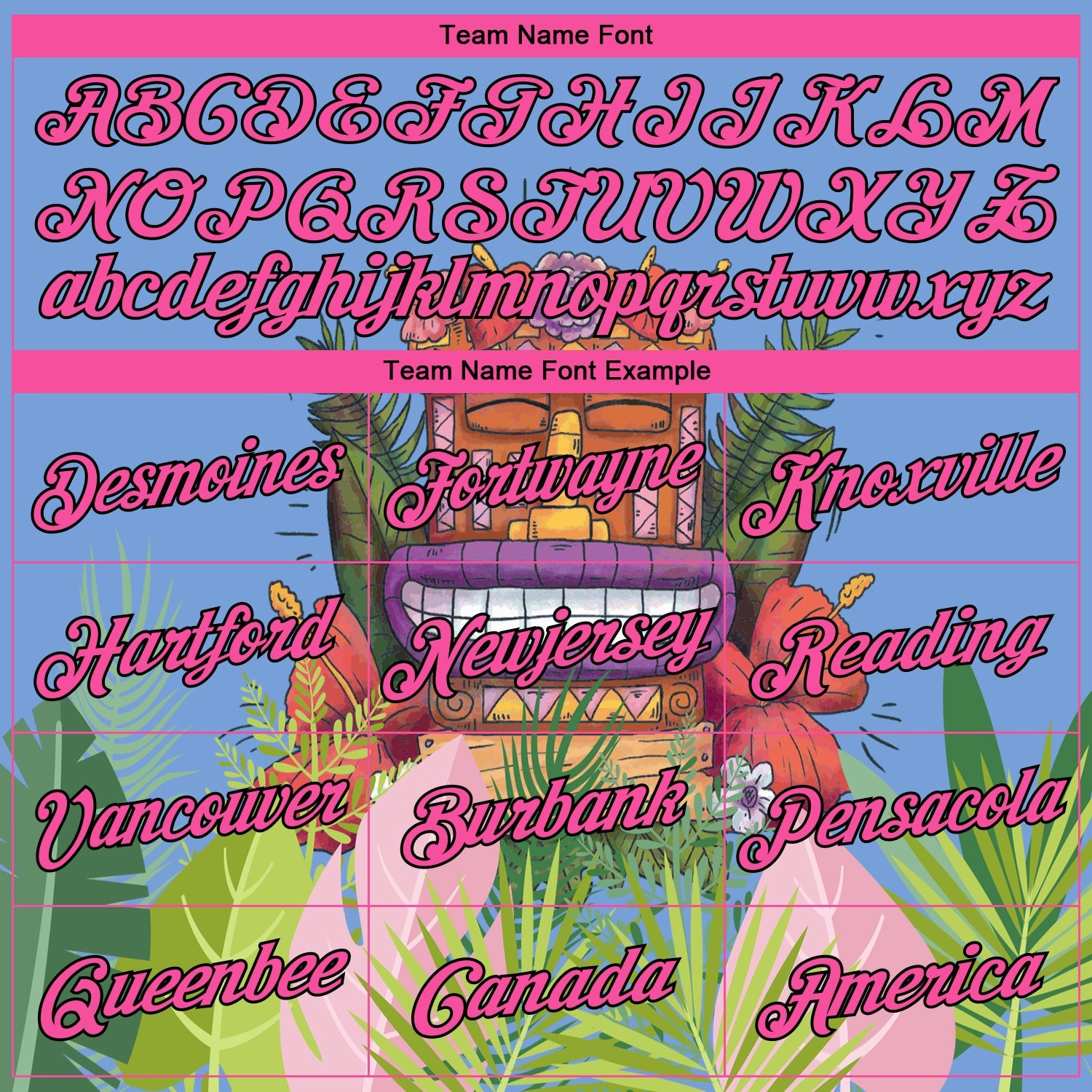 Custom Light Blue Pink-Black 3D Pattern Cartoon Tropical Hawaii Rainforest Authentic Basketball Jersey view 3