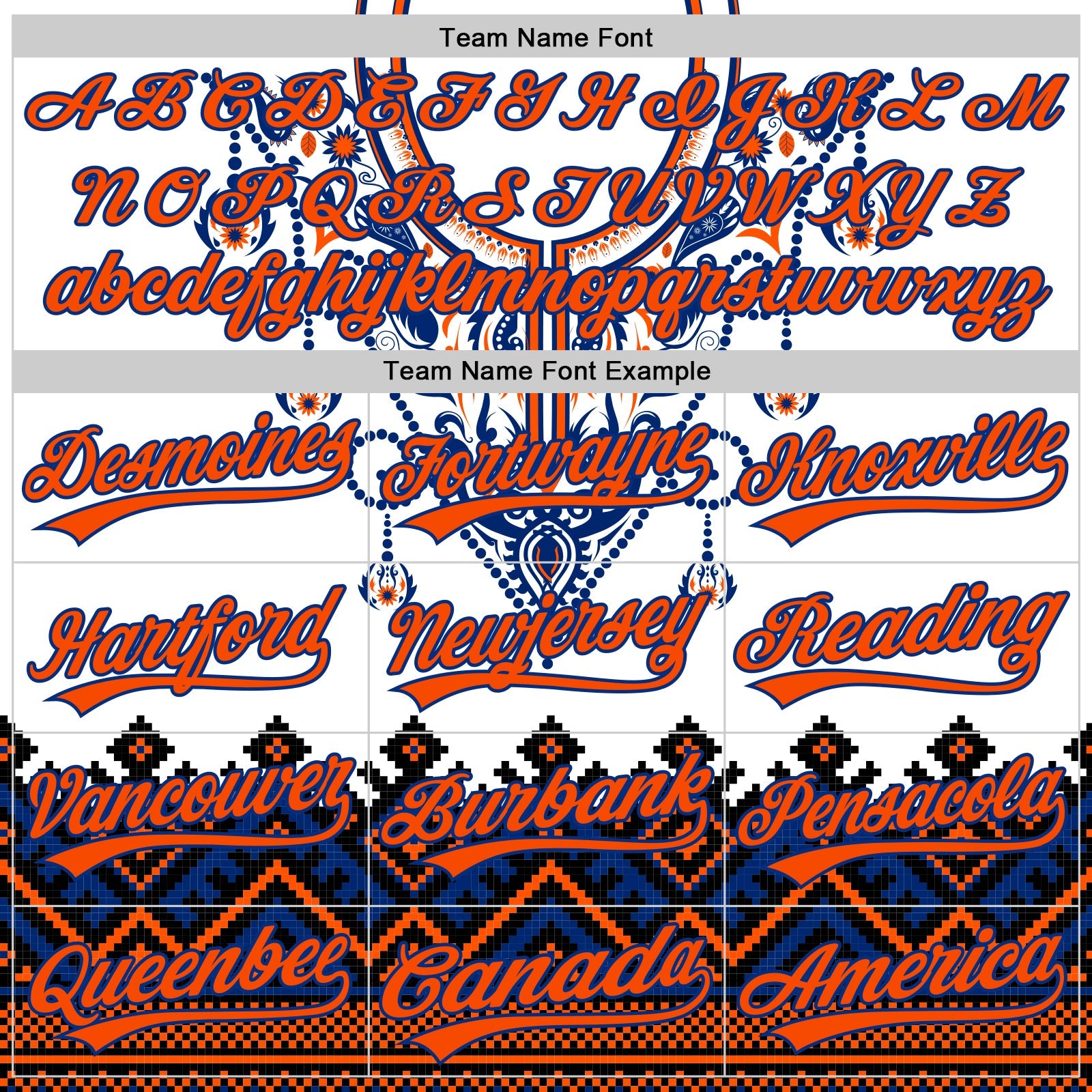 Custom White Orange-Royal 3D Pattern Design Traditional African Ethnic Style Authentic Baseball Jersey view 3